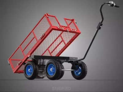 ELECTRIC METAL STEEL GRID WIREMESH NET CAGE CART WAGON TILT BED 3D model