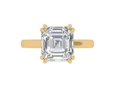 Asscher Solitair Ring 3D print model get