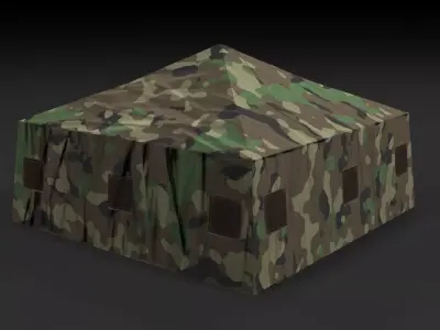 Lowpoly PBR Military Tent Low-poly 3D model