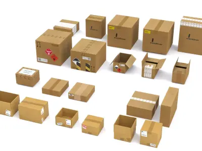 Chemical Lab Shipping Box Package Dangerous Goods Label PBR Low-poly 3D model