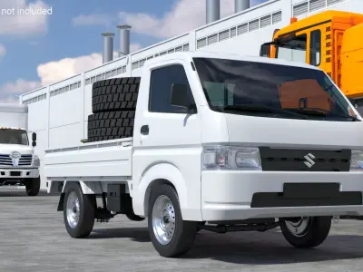 White Carry Truck by Suzuki Simplified 3D model