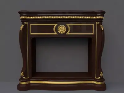 kamin ornate fireplace with gold trim 3D model