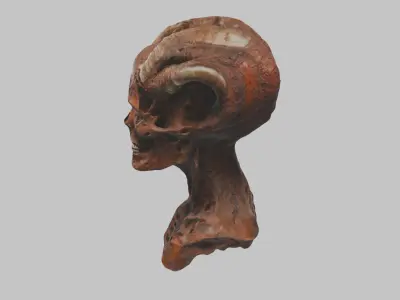 DEad SKull HR Giger Creature Scifi Head Bust Low-poly 3D model