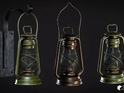 Lantern - Oil Lamp Set Low-poly 3D model