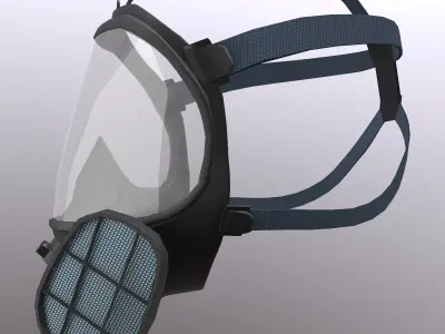 Gas Full Face Mask Respirator Low Poly  Low-poly 3D model