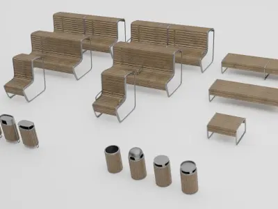 Elements for park 01 3D model Free low-poly 3D model