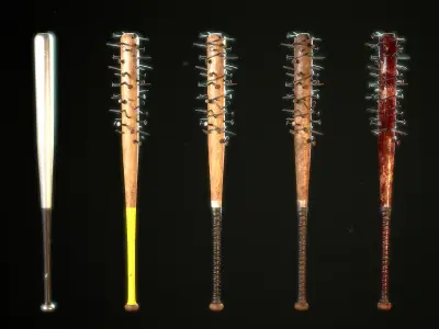 PROCEDURAL BASEBALL BAT Low-poly 3D model