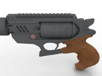 Silenced Revolver  Low-poly 3D model