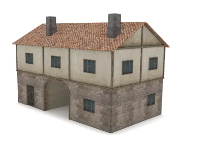 Medieval Gate House Low-poly 3D model