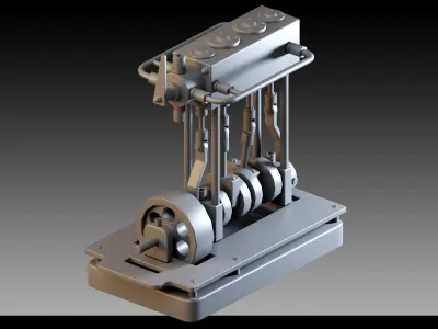 7- Steampunk Engines- Vol 03 Low-poly 3D model