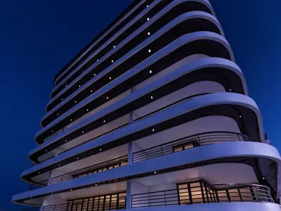 V Design Hotel with interior Plan 3D model