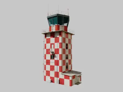 Airport Air Traffic Control Tower Low Poly PBR 3D model