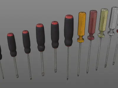 screwdriver set Low-poly 3D model
