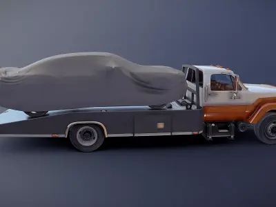80s ramp truck Low-poly 3D model