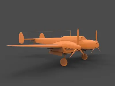 BF110F orange airplane with propellers 3D print model