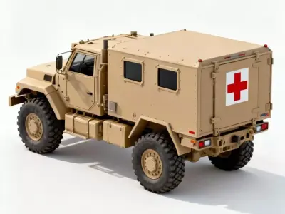 Armored Military Field Ambulance 3D Model Low-poly 3D model