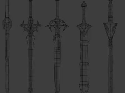 Simple fantasy swords Low-poly 3D model