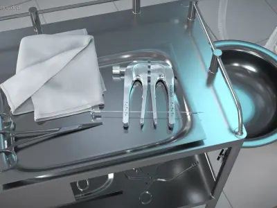 Surgical Instrument Set with Retractor and Clamps 3D model
