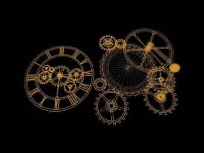 Gear Clock Low poly Game Ready Low-poly 3D model