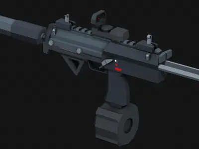Stylized Modular Mp7 SMG - LowPoly Mobile Ready Low-poly 3D model