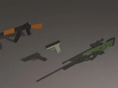 Low Poly Gun Pack Free low-poly 3D model