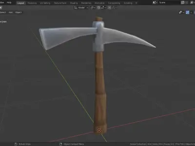 Pickaxe - low-poly hand-painted 3D model Low-poly 3D model