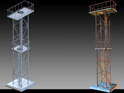 15- Watch towers Low-poly 3D model