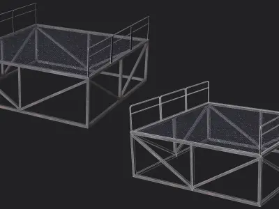 Set of 13 Modular Military Platforms Low-poly 3D model
