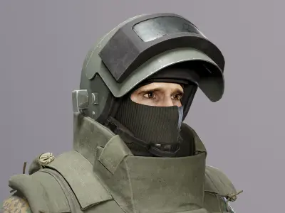 Modern Russian Soldier Low-poly 3D model get
