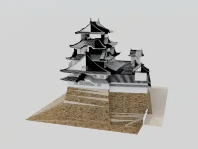 Himeji Castle famous historical site Low-poly 3D model