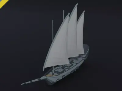 Cartoon medieval fantasy ship 2 Polygonal Style Low-poly 3D model
