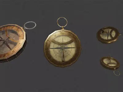 Low Poly Compass Low-poly 3D model