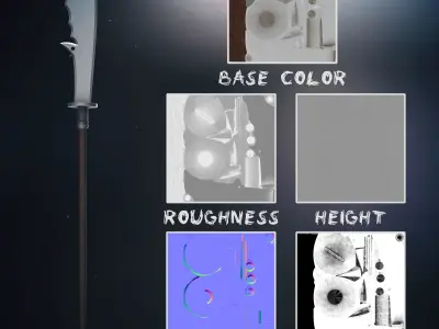 Chinese Long Battle Saber Low-poly 3D model