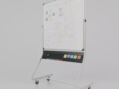 Customizable Double-Sided Metal Whiteboard Square Writing Board Low-poly 3D model
