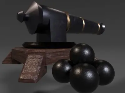 Cannon Low-poly 3D model 19