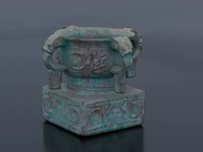 Ancient Chinese Ritual Bronze Ding Low-poly 3D model