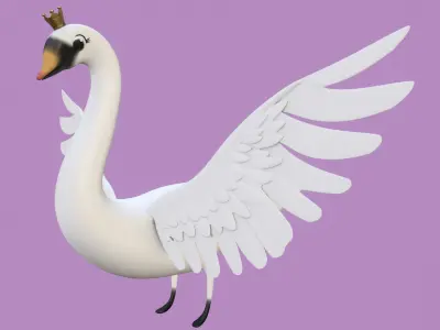 Stylized Toon Swan rigged 3D model