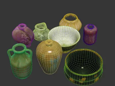 Ceramic vases by Alexandre Bigot 3D model