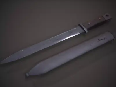 Rusty Mauser 98K bayonet Low-poly 3D model