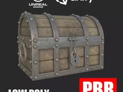 Treasure Chest Low Poly PBR Low-poly 3D model