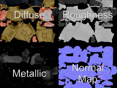 Elder Soldier Character Rigged and Animated D Model Low-poly 3D model