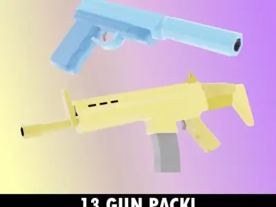 13 LOW POLY GUNS PACK Low-poly 3D model