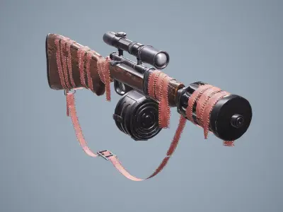 Old Rifle Weapon Game Ready 3d Model Low-poly 3D model