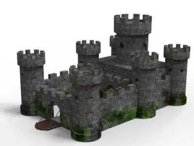 Medieval Castle Low-poly 3D model 7