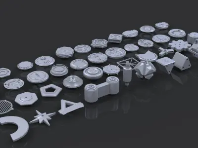Hard Surface - KitBash Pack Low-poly 3D model