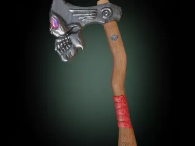 Stylized skull axe PBR low-poly game ready Low-poly 3D model