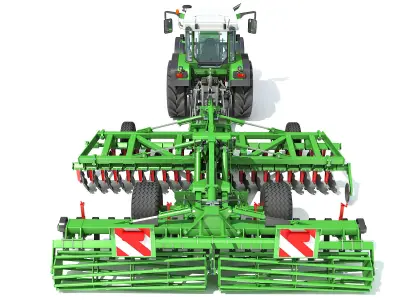 Tractor with Disc Harrow 3D model get
