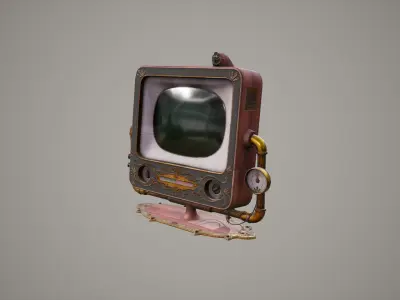 Antique Steam Punk TV Monitor Low-poly 3D model