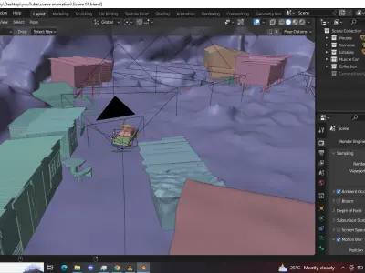 Blender Car Animation Scene Free low-poly 3D model