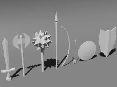 Weapon Pack Low-poly 3D model get